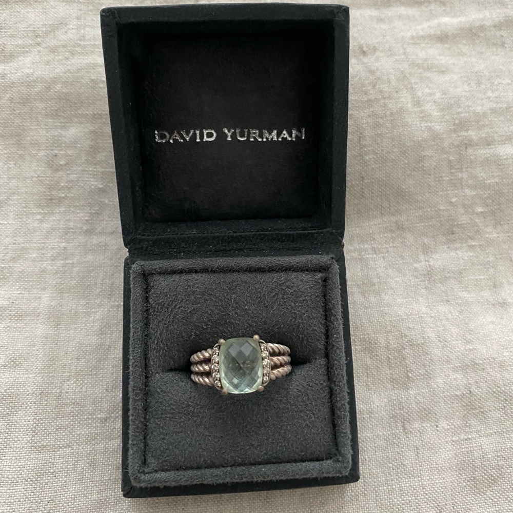 David Yurman Petite Wheaton® Ring with Prasiolite and Pavé Diamonds